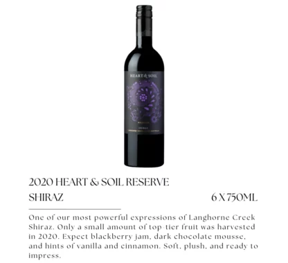 Winter Sale - 2020 Heart & Soil Reserve Shiraz 6-pack